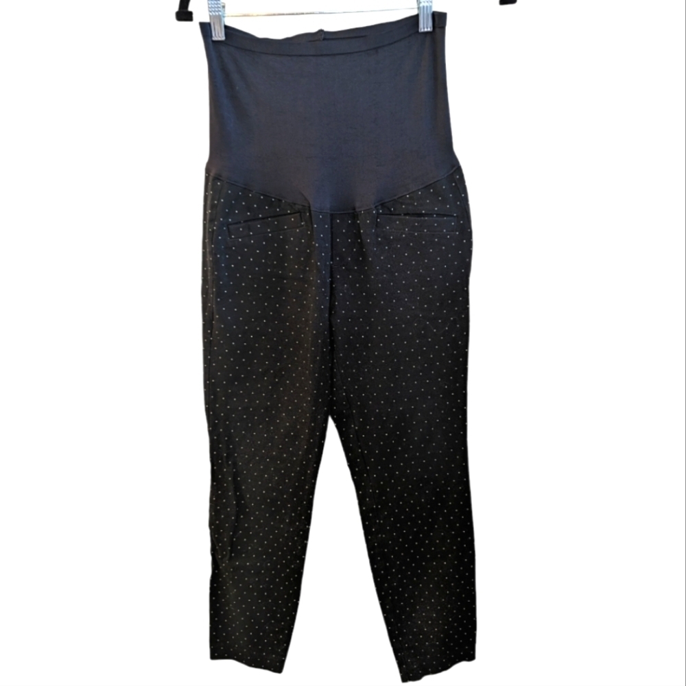 GAP Black Polka Dot Skinny Ankle Maternity Pants Size 4 Regular GUC